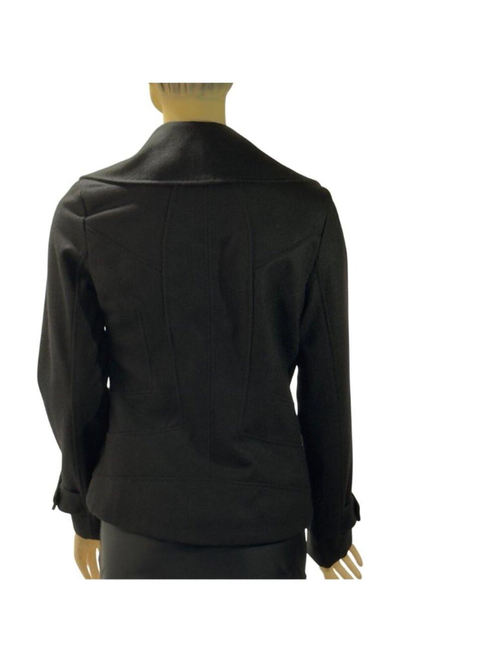 Guess Women's Black Double-Breasted Peacoat Wool Blend Size S - Picture 3 of 14